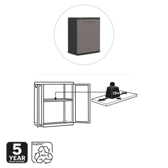 ARMADIO BASSO 2 ANTE 1 RIPIANO 68X39X83H GRIGIO SCURO - Bricocenter