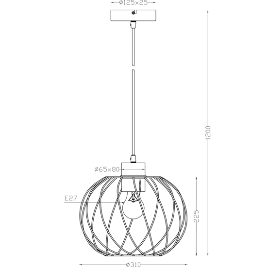 LAMPADARIO MALLOW BAMBOO E METALLO NERO D30 CM E27 - Bricocenter