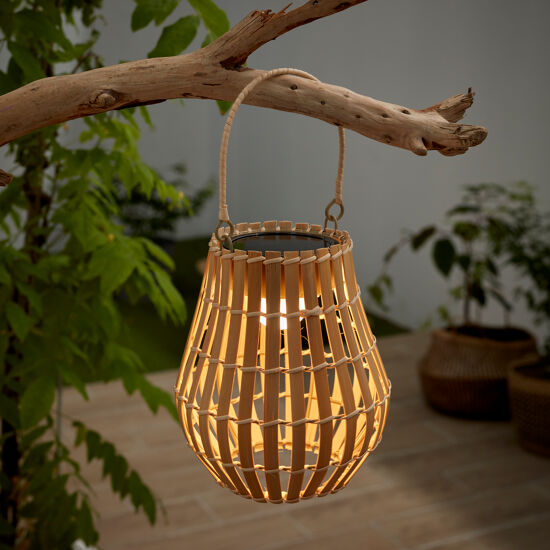 Lanterna Solare Effetto Rattan Con LED Caldo – Plastica, Ricaricabile, Da Appendere O Appoggiare, 15x15,5 Cm - 2