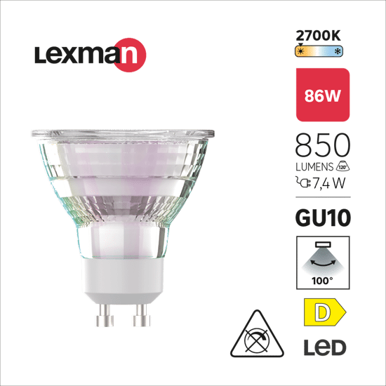 LAMPADINA LED GU10 86W TRASPARENTE LUCE CALDA - Bricocenter