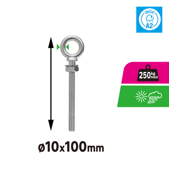 10x100 anello di fissaggio con vite 10x100 mm standers in inox d 16 mm 250 kg ...