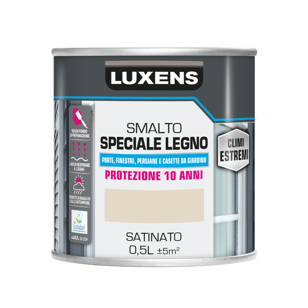 SMALTO ACQUA PER LEGNO INTERNO E ESTERNO PANNA SATINATO LUXENS 500ML -  Bricocenter