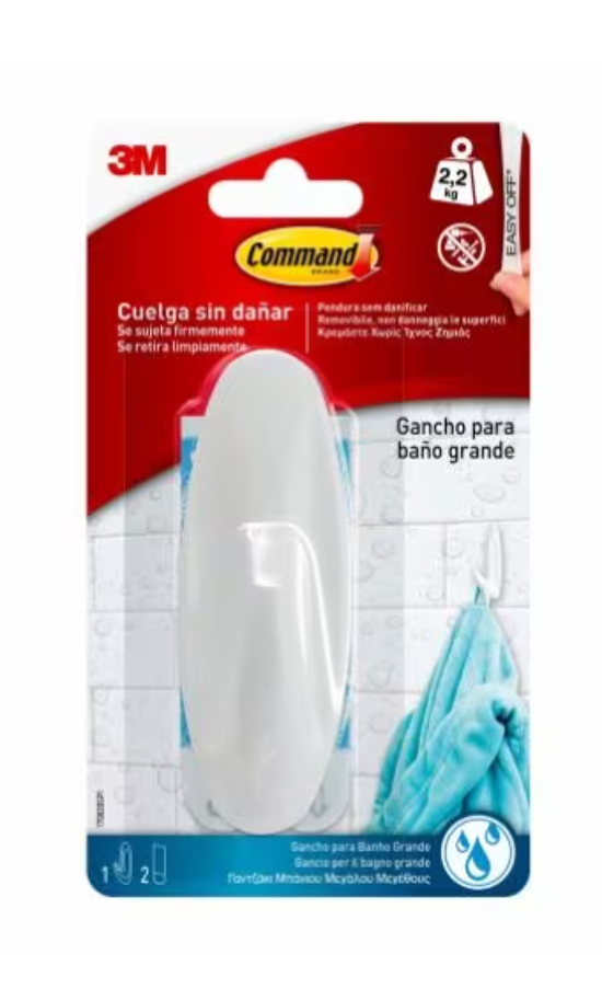 GANCIO ADESIVO OVALE BIANCO PER BAGNO COMMAND GRANDE 2,3 KG - Bricocenter