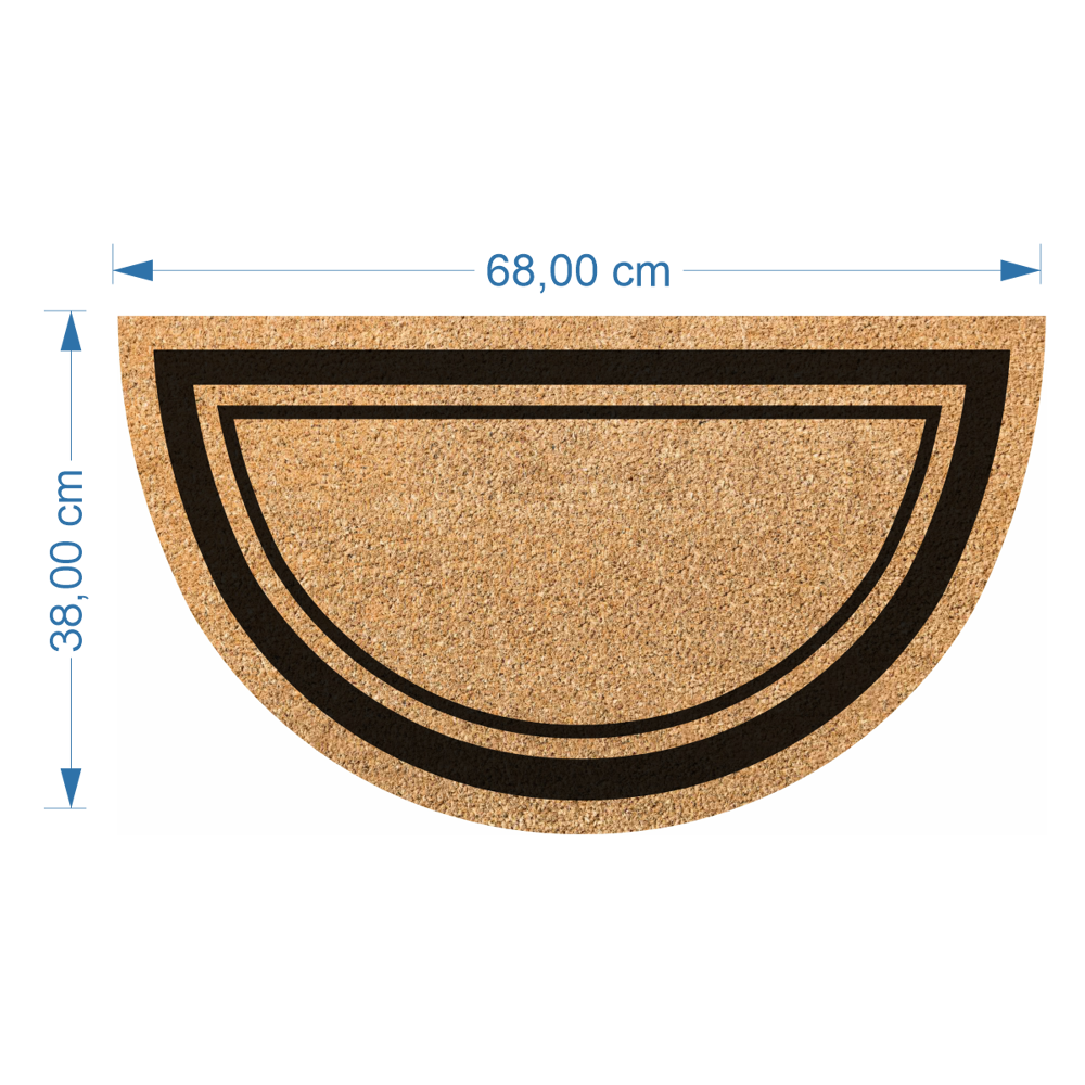 Zerbino coir e gomma forma mezzaluna bordo decorativo a greca 40x60 cm