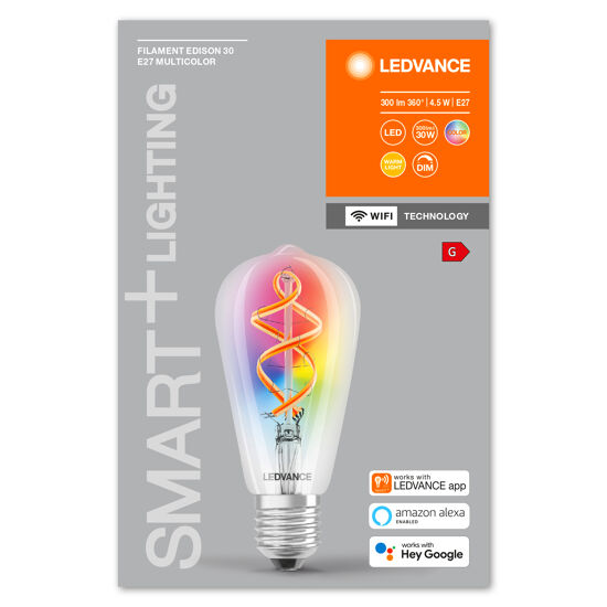 LAMPADINA LED SMART E27=30W EDISON TRASPARENTE RGBW - Bricocenter