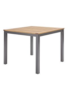TAVOLO ORIS NATERIAL 4 POSTI QUADRATO ALU. TOP LEGNO EUCALIPTO 89X89XH74.6