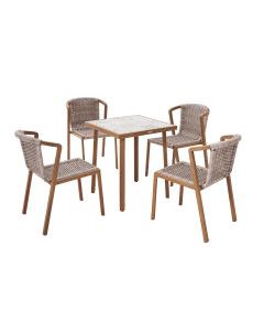 TAVOLO DA BALCONE GAIA 2/4POSTI NATERIAL 65.5X65.5 EFFETTO LEGNO CON TOP MOSAICO IN CERAMI