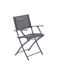 SEDIA EMYS NATERIAL PIEGHEVOLE ACCIAIO CON BRACCIOLI SEDUTA TEXTILENE ANTRACITE 52X54XH83