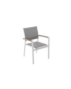 SEDIA CON BRACCIOLI CAPRI ALLUMINIO TEXTILENE BIANCA