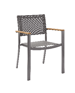 SEDIA ORIS NATERIAL ALU. CON BRACCIOLI LEGNO EUCALIPTO SEDUTA TEXTILENE 55.2X55.2XH84.5