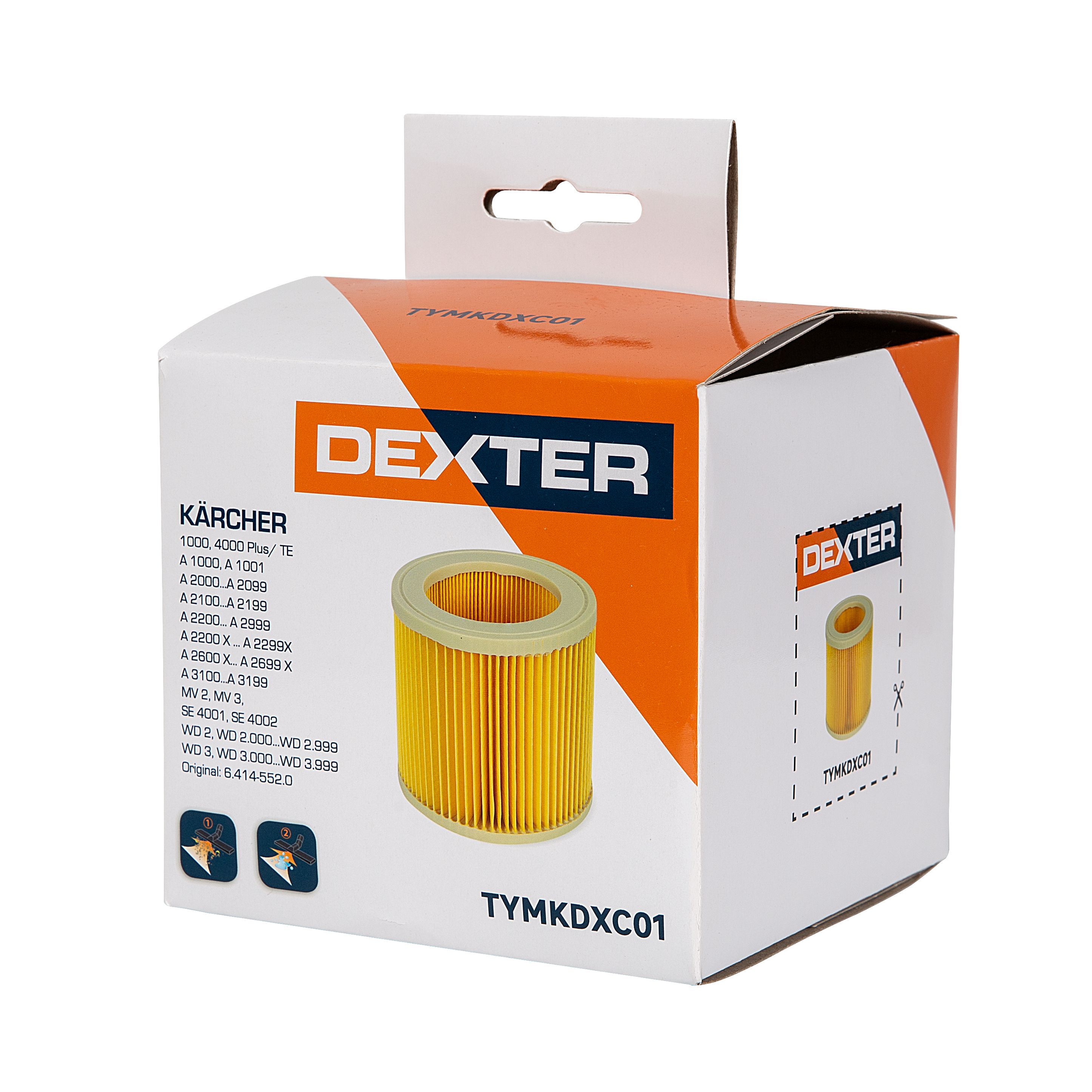 Filtro Cartuccia Di Ricambio Per Kärcher A 2254 ME - Colore Giallo, Dimensioni 120x120x114 Mm