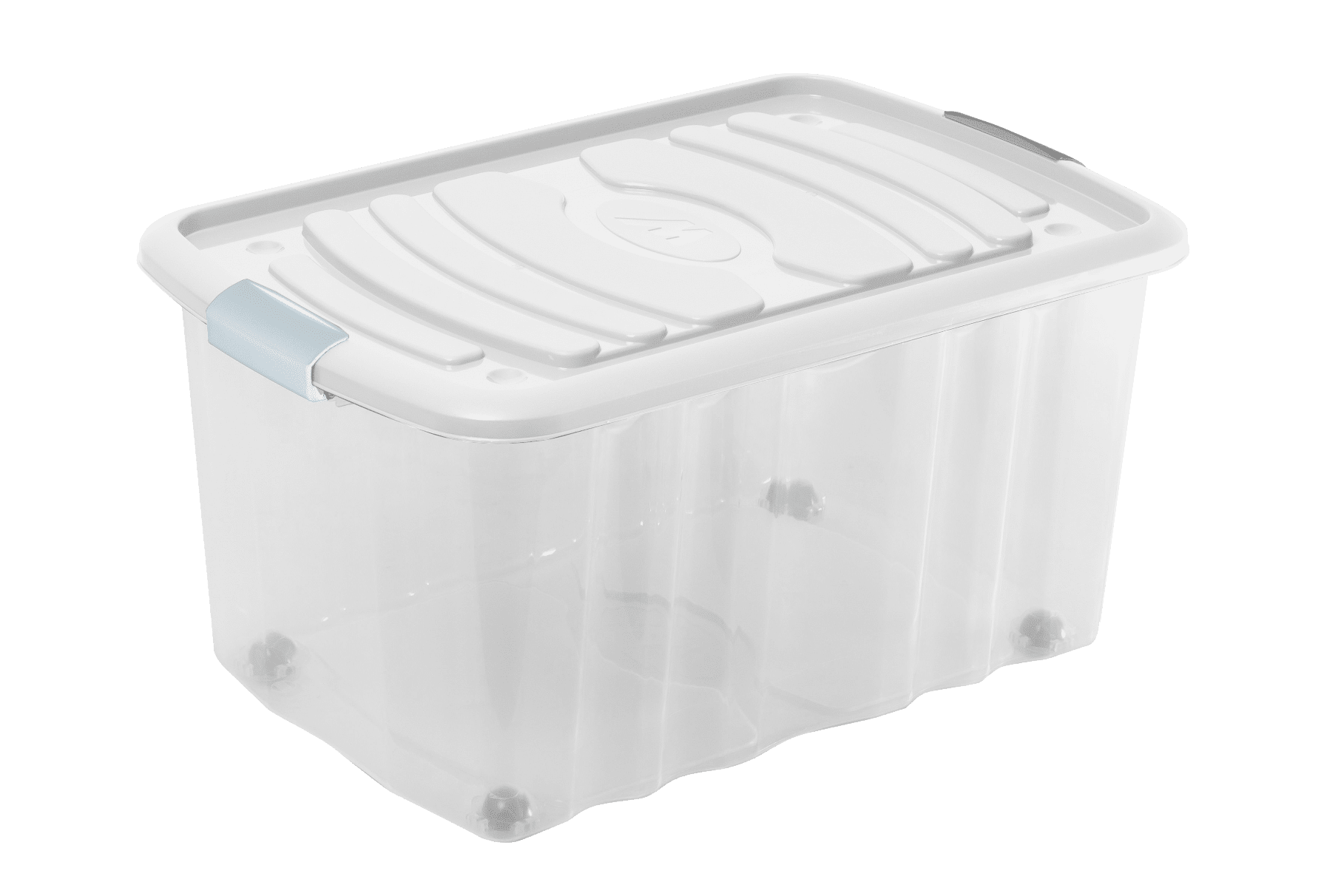 Set di 6 contenitori con coperchio trasparente, 30 litri, 6 pezzi, con coperchi a clip, 26 x 49 x 39 cm, in plastica, Made in EU