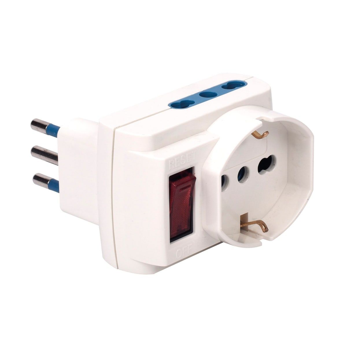 Adattatore triplo piatto Fanton spina 16A e 3 prese bipasso Bianca 82220